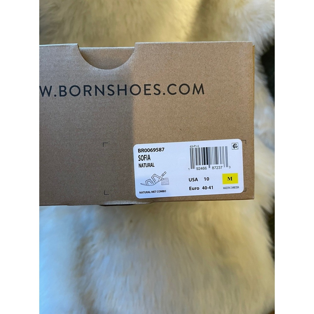 Born Sofia Sandals Womens Natural Nude Artisan Metallic Block Heel Sz 10 - Picture 7 of 8